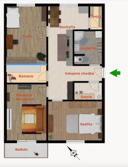 Exkluzívna ponuka 3 izb. veľkometrážného bytu v Bánovciach n/B s balkónom a pivnicou- SEVER